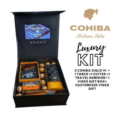 Luxury GIFT ( Kit Cohiba +Video Gift Box + Cutter + Torch + Travel Humidor )