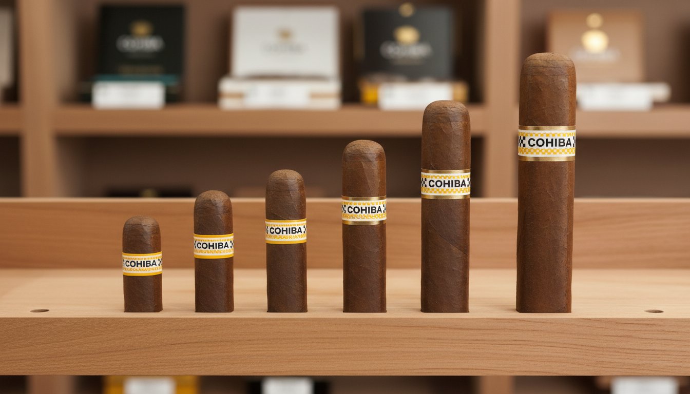 Cohiba Siglo series cigars arranged from smallest to largest