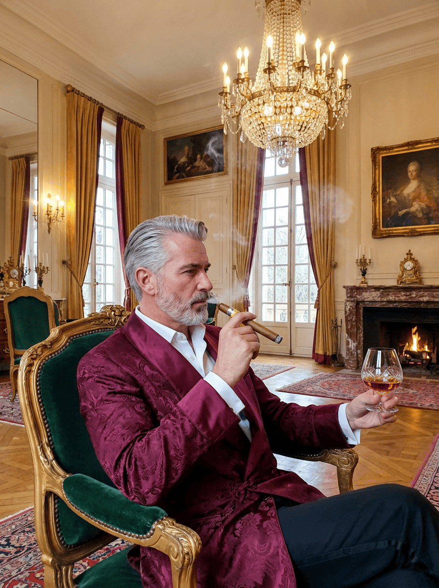 Gentleman enjoying authentic Cohiba Cuban cigar