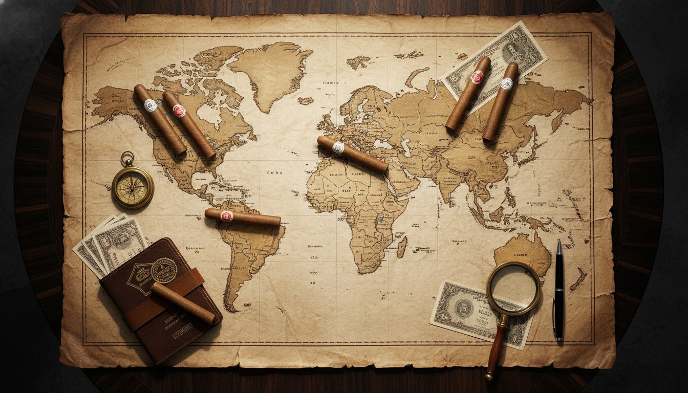 World map showing countries where Cuban cigars are legal