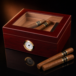 Cedar-Lined Desktop Cigar Humidor for 25-50 Cigars with Hygrometer with Cohiba cigars