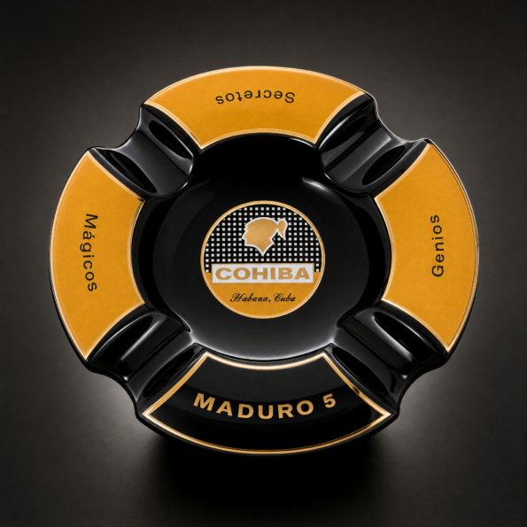 Cohiba Maduro 5 Black & Gold Ceramic Cigar Ashtray with 4 Rests