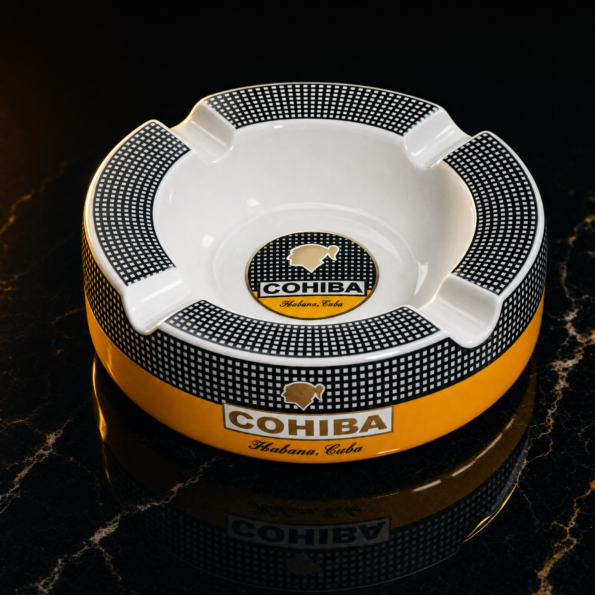 Cohiba Round Ceramic Cigar Ashtray with 4 Cigar Rests