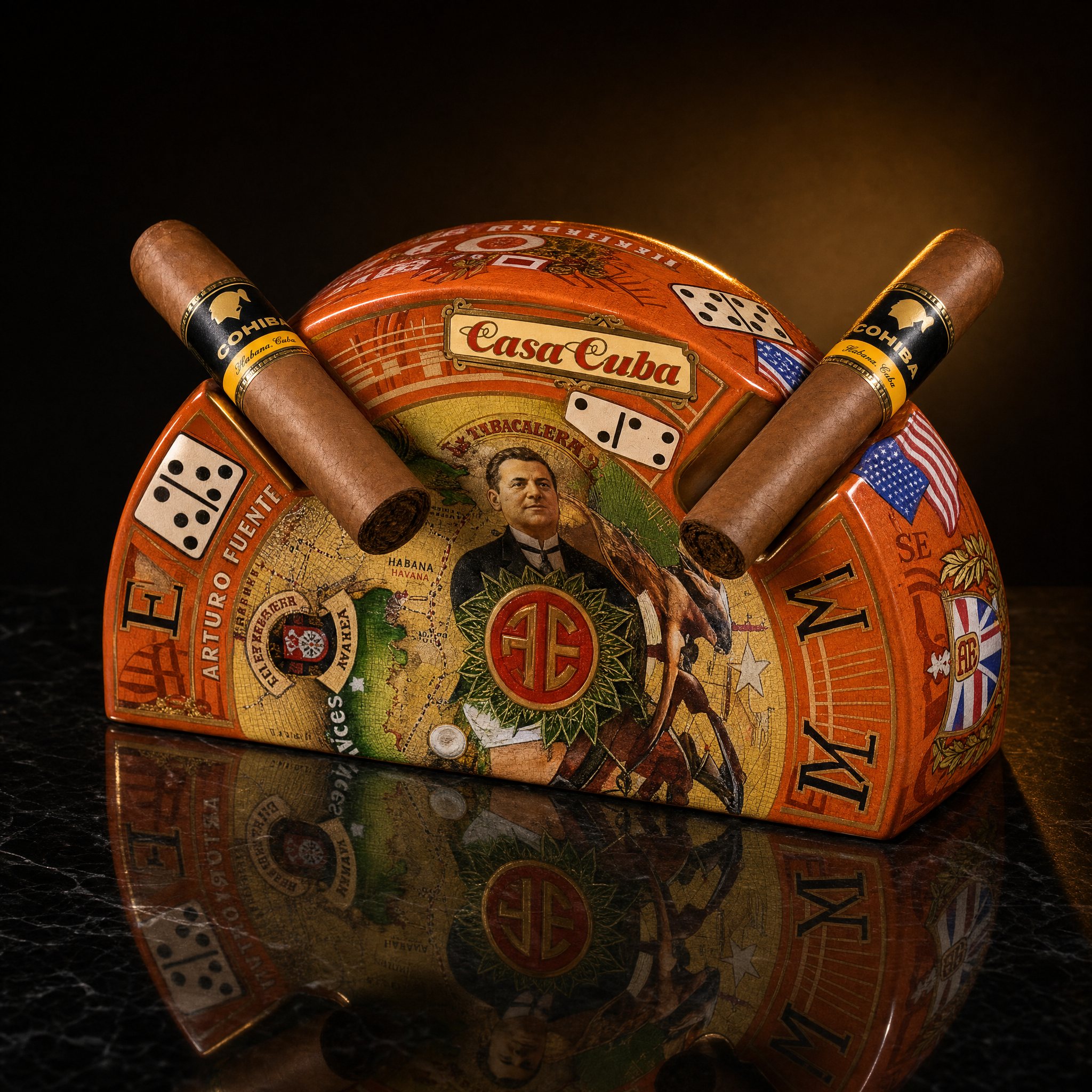 Special Edition Ceramic Cigar Ashtray with Cigar Rests