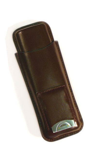 2 Cigar Case with Cutter Brown